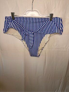 WeWoreWhat Blue and White Striped Tie-Front Bikini Bottom